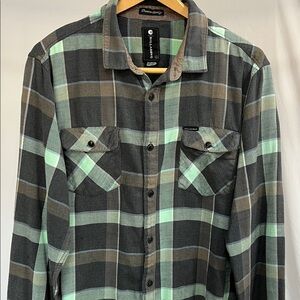 Vintage Billabong Flannel Green and Black Plaid Shirt